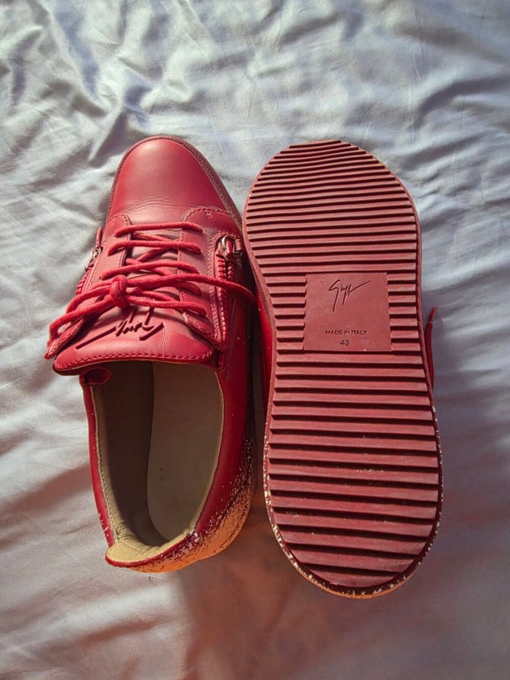 Giuseppe Zanotti Red Leather High Top Sneakers Mens EU 43